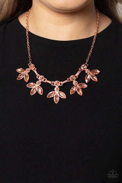 Dauntlessly Debonair - Copper Paparazzi Necklace (PZ-1609)