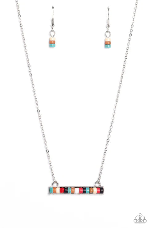 Barred Bohemian - Multi Paparazzi Necklace (PZ-217)