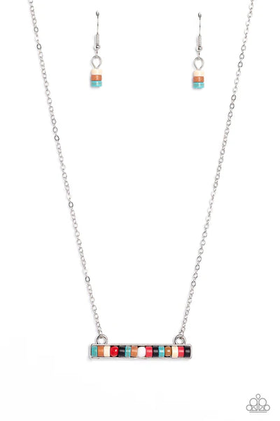 Barred Bohemian - Multi Paparazzi Necklace (PZ-217)