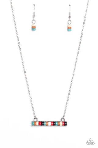 Barred Bohemian - Multi Paparazzi Necklace (PZ-217)