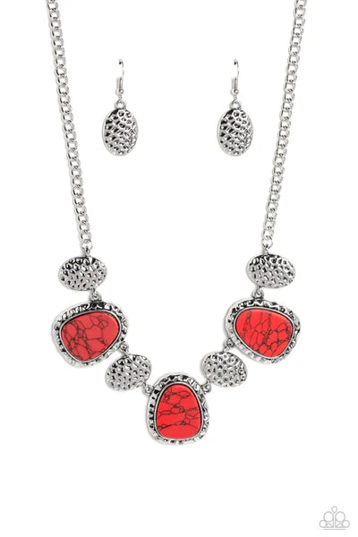 Badlands Border - Red Paparazzi Necklace (PZ-5721)