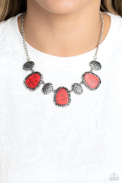 Badlands Border - Red Paparazzi Necklace (PZ-5721)