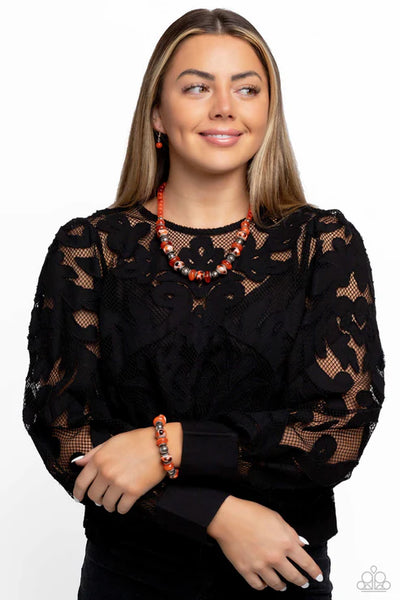 Warped Whimsicality - Orange Paparazzi Necklace