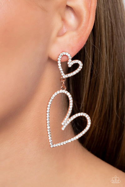 "Doting Duo" Copper Post Paparazzi Earrings (PZ-5387)