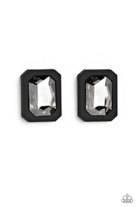 Edgy Emeralds - Black Frame Smoky Gem Post Earrings - Paparazzi (PZ-2176)