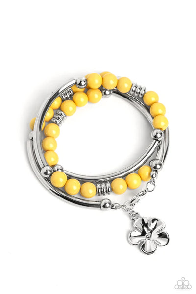 Off the WRAP - Yellow Paparazzi Bracelet (PZ-3513)