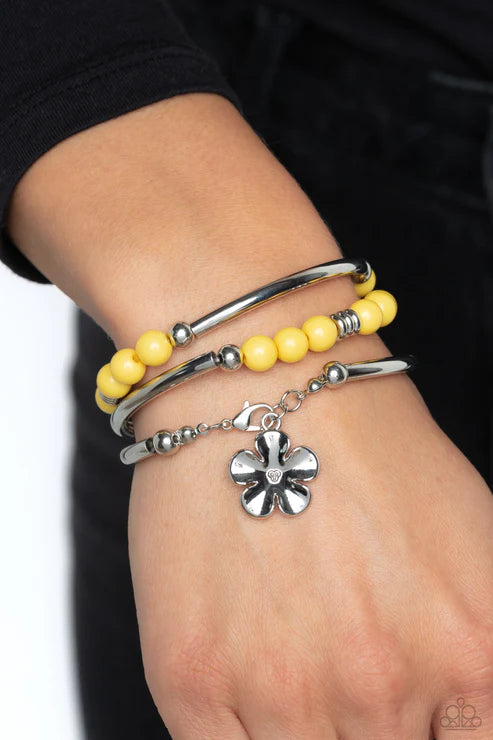 Off the WRAP - Yellow Paparazzi Bracelet (PZ-5231)