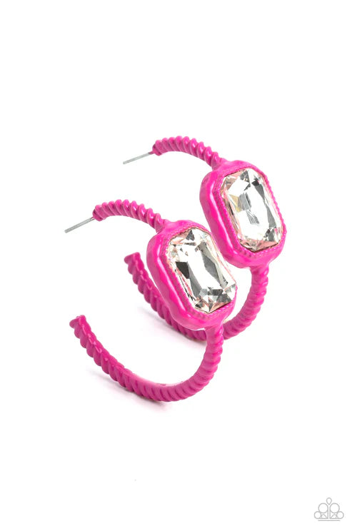 Call Me TRENDY - Pink Paparazzi Earrings (PZ-5194)