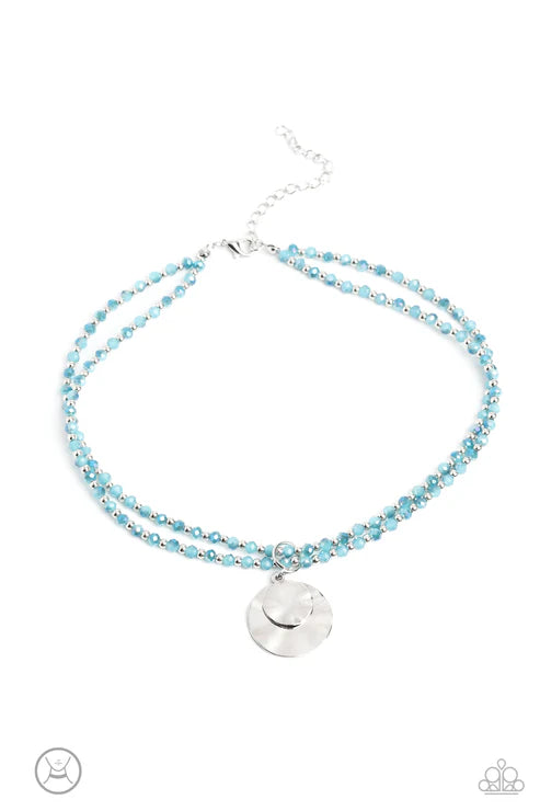 Compacted Cosmos - Blue Paparazzi Necklace (PZ-5052)