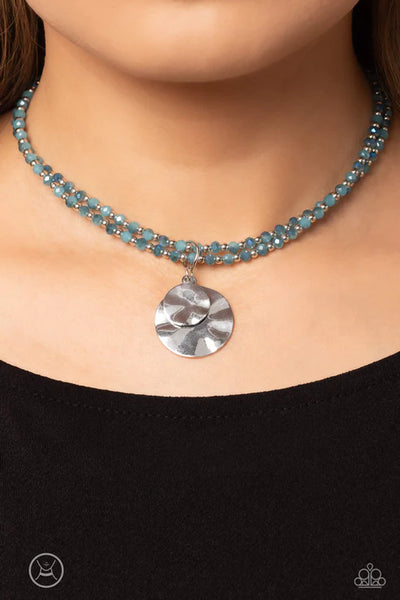 Compacted Cosmos - Blue Paparazzi Necklace (PZ-5052)