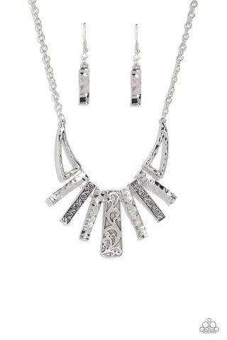Paisley Pastime - Silver Paparazzi Necklace (PZ-3863)