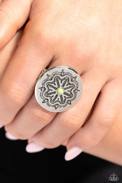 Carved Coachella - Green Paparazzi Ring (T31)