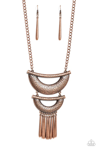 Fringe Festival - Copper Paparazzi Necklace (PZ-5364)