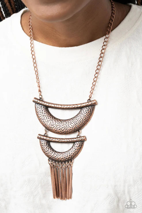Fringe Festival - Copper Paparazzi Necklace (PZ-5364)