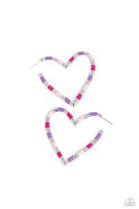 Striped Sweethearts - Pink Earrings - Paparazzi Accessories (PZ-5761)