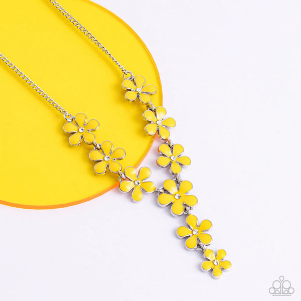 Flowering Feature - Yellow Necklace - Paparazzi Accessories (PZ-4200)