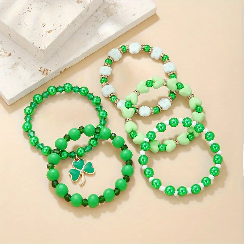 Irish Fest Stretch  Country Craft Barn Bracelet Stack - Green (#336)