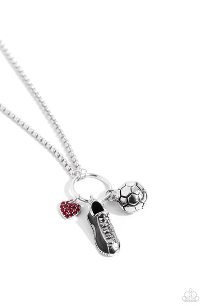 Corner Kick - Red Paparazzi Necklace - (PZ-1840)