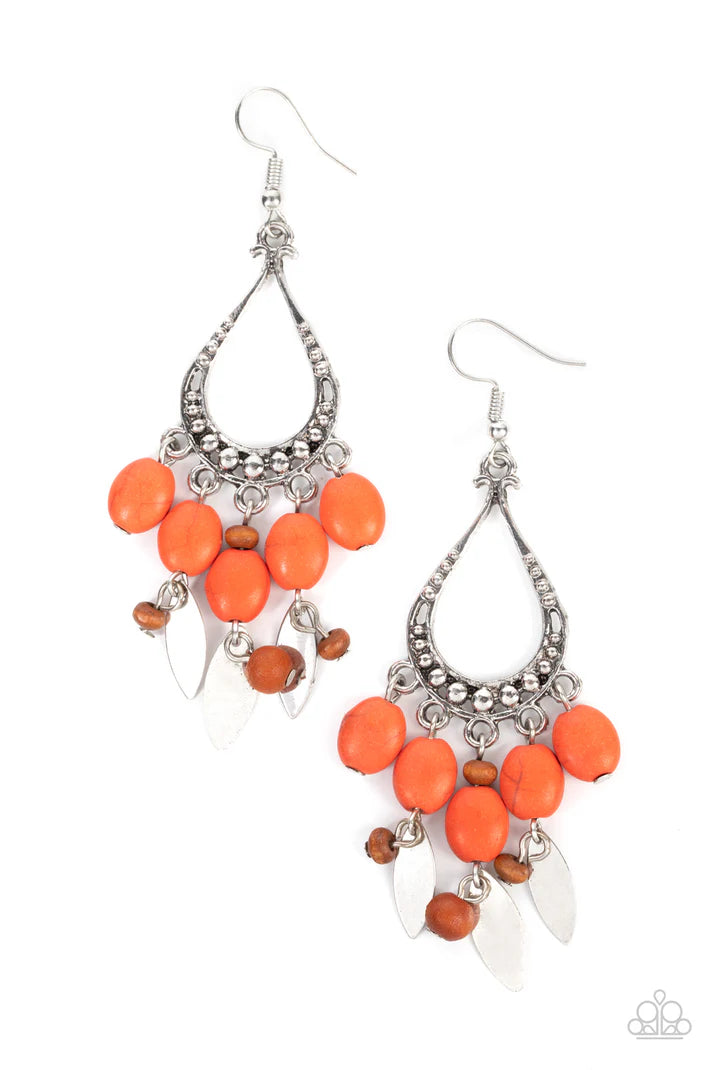 Adobe Air - orange - Paparazzi earrings (PZ-196)