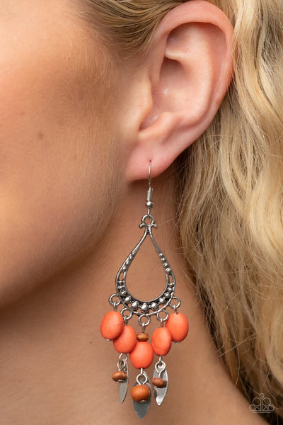 Adobe Air - orange - Paparazzi earrings (PZ-196)