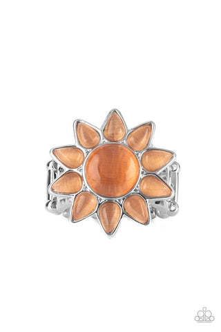 Blossoming Sunbeams - Orange - Cat's Eye Stone Moonstone Sun Paparazzi Ring (T38)