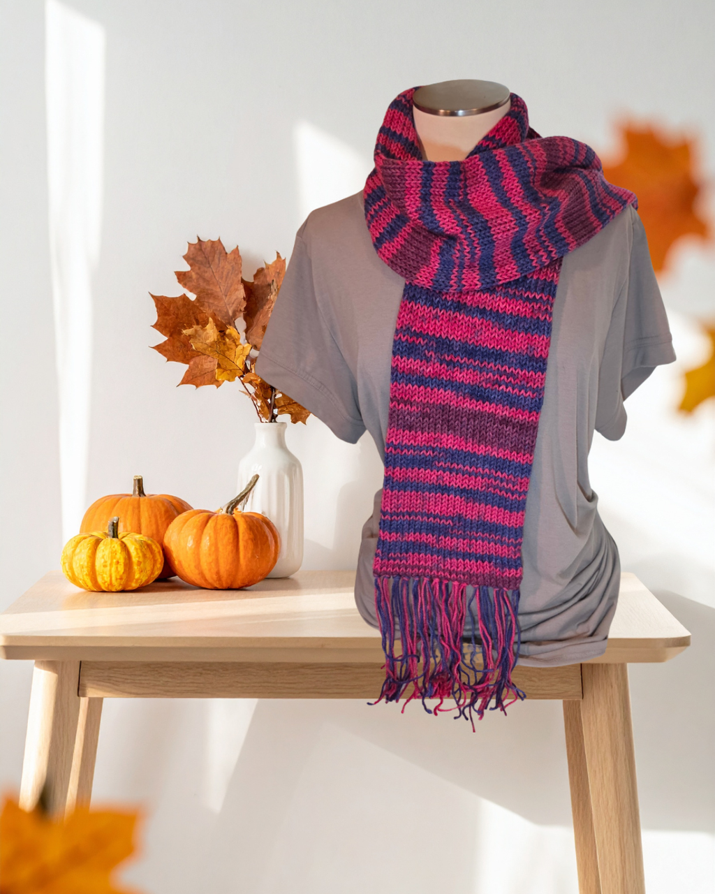 Serenity - Pink/Purple/Blue Country Craft Barn Fringe Scarf (KS-1013)
