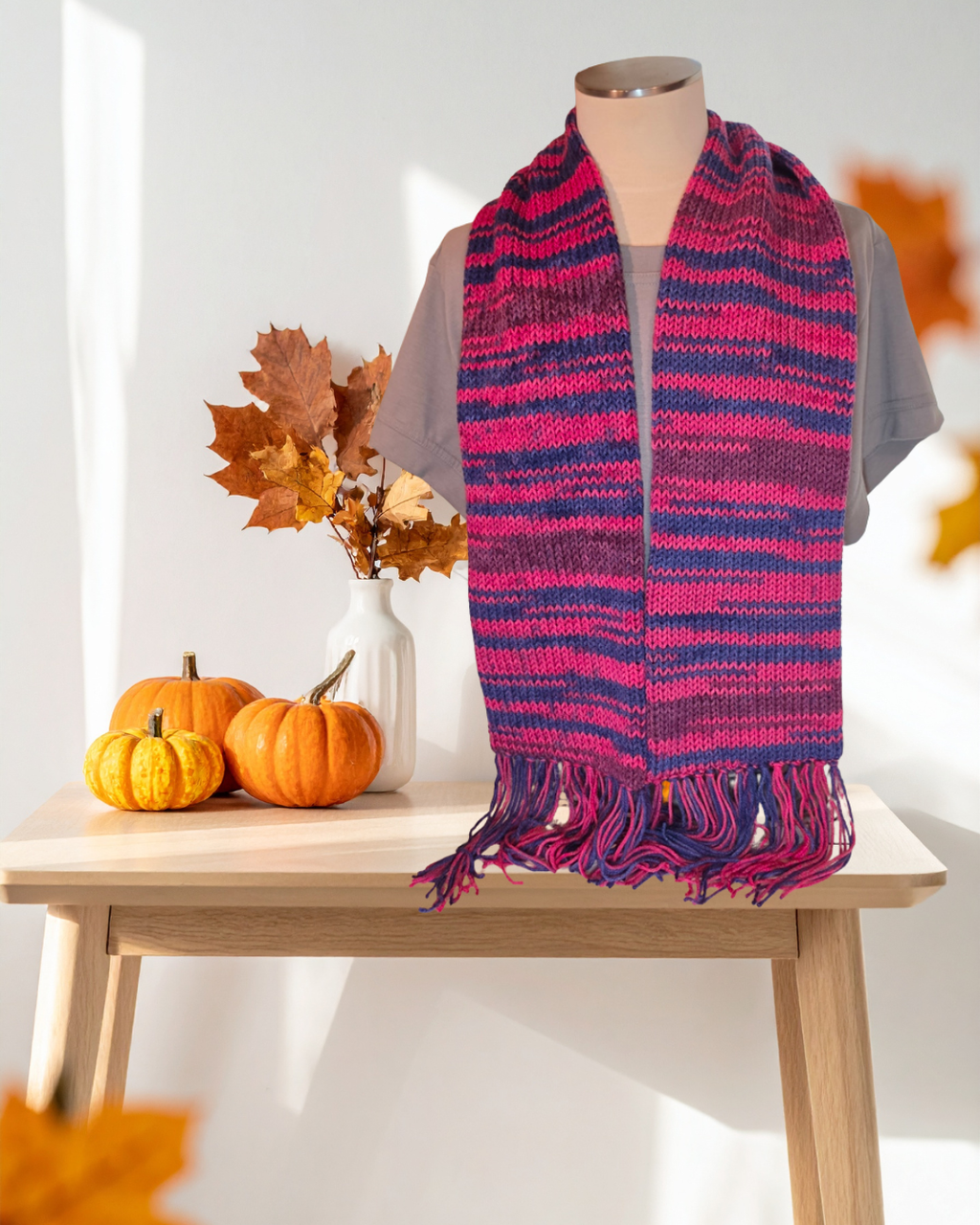 Serenity - Pink/Purple/Blue Country Craft Barn Fringe Scarf (KS-1013)
