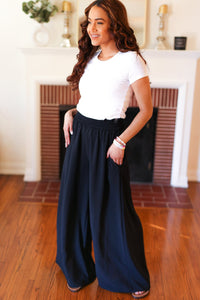 Everyday Black Smocked Waist Palazzo Pants