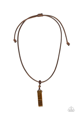 Comes Back ZEN-fold - brown - Paparazzi MENS necklace (PZ-4328)