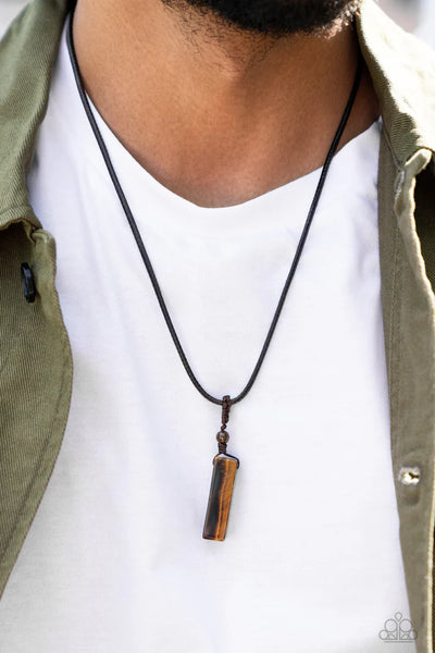 Comes Back ZEN-fold - brown - Paparazzi MENS necklace (PZ-4328)