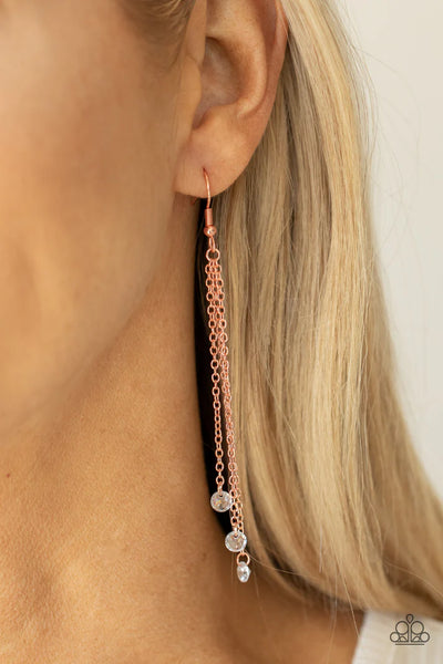 Divine Droplets - copper - Paparazzi earrings (PZ-1877)