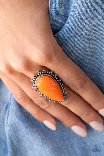 Down-to-Earth Essence Orange Paparazzi Ring (T62)