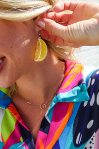 Yellow Lemon Wedge Acrylic Dangle Earrings