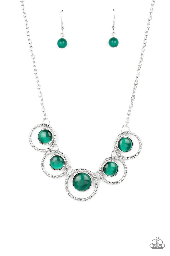 Elliptical Enchantment - green - Paparazzi necklace (PZ-4857)