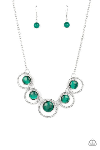 Elliptical Enchantment - green - Paparazzi necklace (PZ-4857)