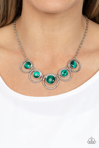 Elliptical Enchantment - green - Paparazzi necklace (PZ-4857)