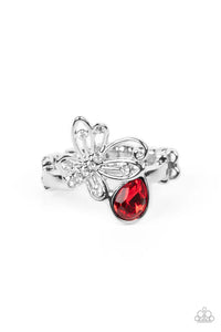 Flawless Flutter - red - Paparazzi ring