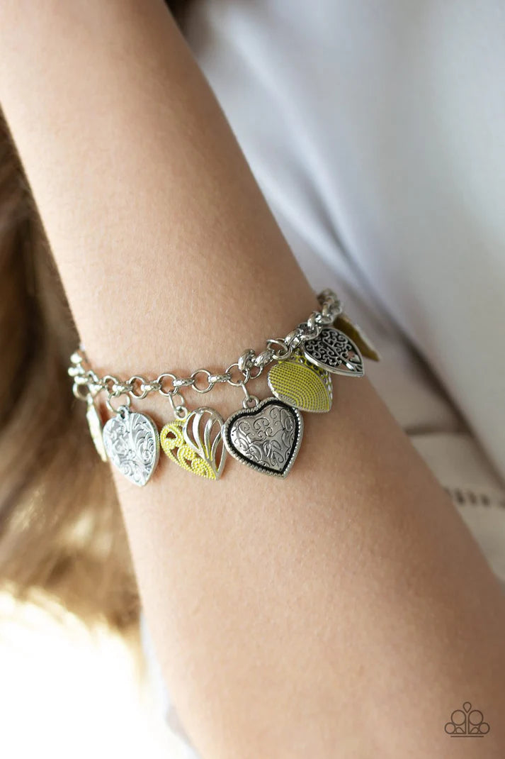 Garden Hearts - yellow - Paparazzi bracelet (PZ-5442)