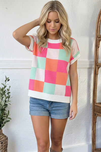 Hot Pink Sugar Rush Checkered Top