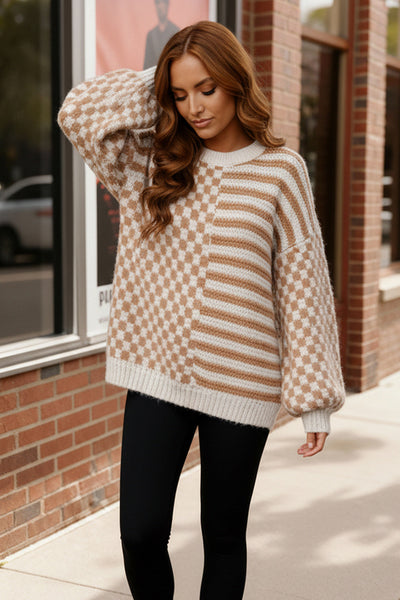 Cozy Crossroads Taupe Sweater