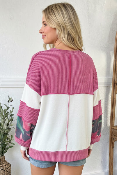 Rosy Garden Getaway Color Block Top