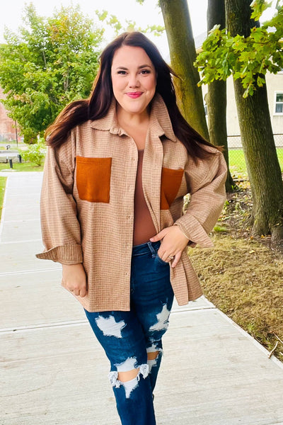 Start Your Day Rust Flannel Plaid Oversized Shacket