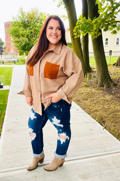 Start Your Day Rust Flannel Plaid Oversized Shacket