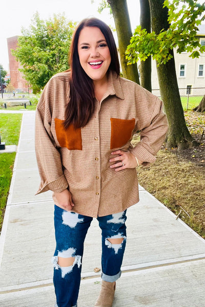 Start Your Day Rust Flannel Plaid Oversized Shacket