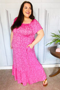 Perfectly You Fuchsia Ditzy Floral Fit & Flare Maxi Dress