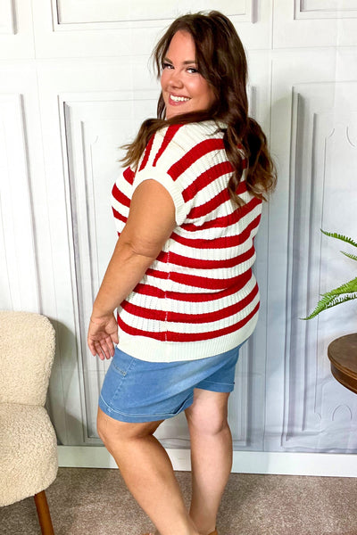 Stars & Stripes Americana V Neck Dolman Sweater Top