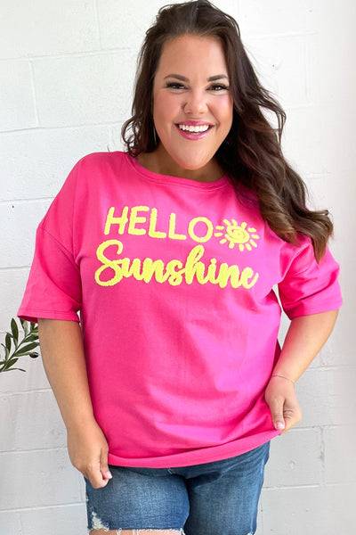 Feeling Joyful "Hello Sunshine" Embroidered French Terry Top