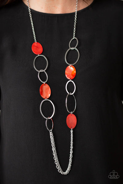 Kaleidoscope Coasts - Red Necklace - Paparazzi Accessories (PZ-4582)