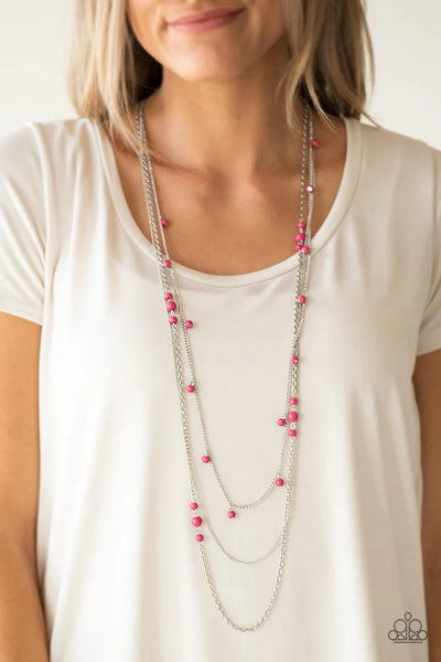 Laying the Groundwork - pink - Paparazzi necklace (PZ-3813)
