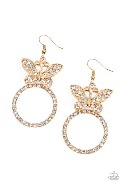 Paradise Found - gold - Paparazzi earrings (PZ-2216)